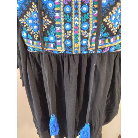 Catina Top Black Embroidered Stud Boho Fairy Beach Festival - Picture 3 of 7